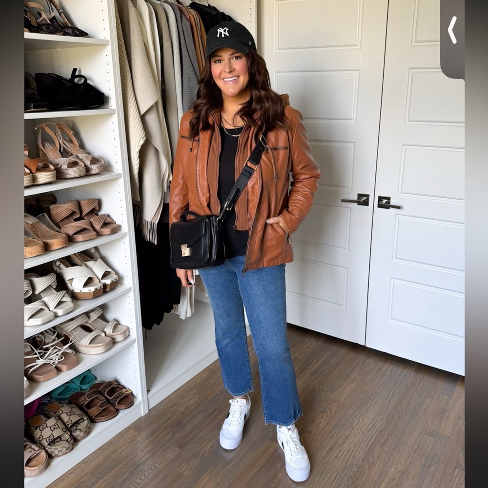 Classic Brown Leather Jacket - Women